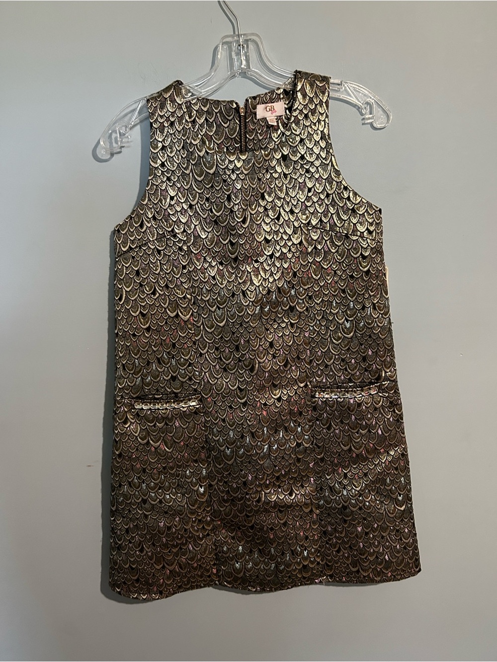 Gianni Bini Girls Metallic Bronze Textured Shift Dress